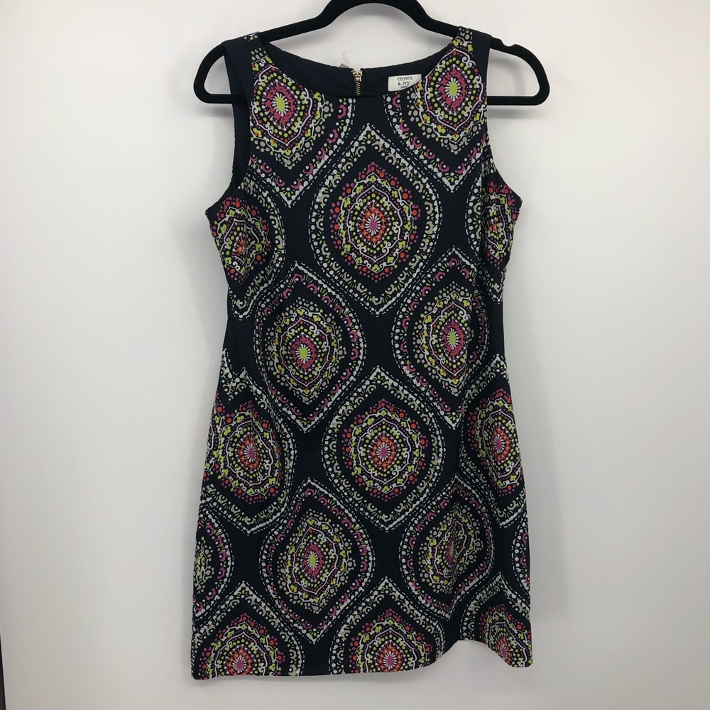 Crown & Ivy Casual Print Dress 10P 10 Petite